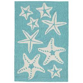 Image2 of Liora Manne Capri Starfish Indoor/Outdoor Area Rug Aqua 1'8"x2'6"