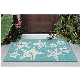Image3 of Liora Manne Capri Starfish Indoor/Outdoor Area Rug Aqua 1'8"x2'6" more views