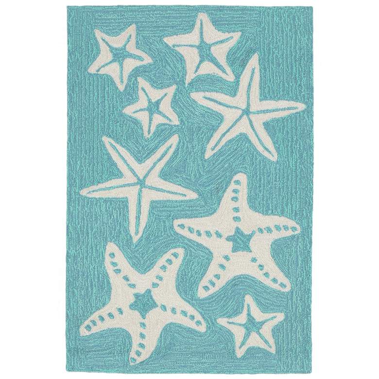 Image 1 Liora Manne Capri Starfish Indoor/Outdoor Area Rug Aqua 2'x3'