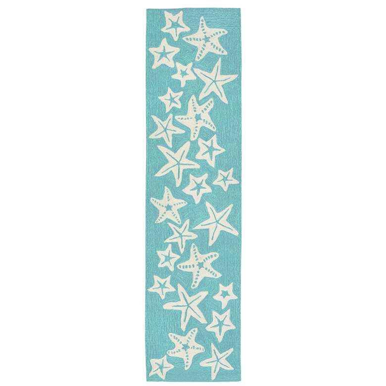 Image 2 Liora Manne Capri Starfish Indoor/Outdoor Area Rug Aqua 2'x5'