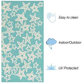 Image4 of Liora Manne Capri Starfish Indoor/Outdoor Area Rug Aqua 2'x5' more views