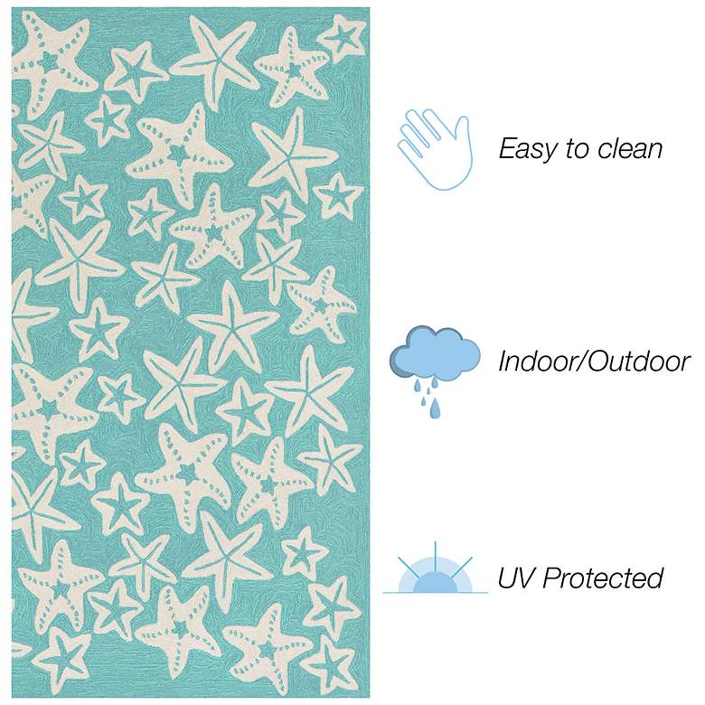 Image 4 Liora Manne Capri Starfish Indoor/Outdoor Area Rug Aqua 2'x5' more views
