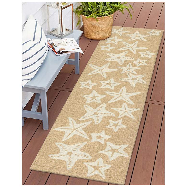 Image 3 Liora Manne Capri Starfish Indoor/Outdoor Area Rug Neutral 2'x8' more views