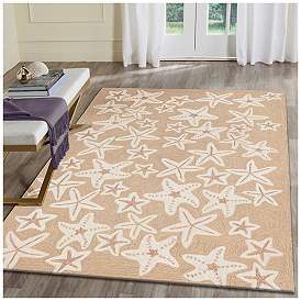 Image1 of Liora Manne Capri Starfish Indoor/Outdoor Area Rug Neutral 5'x7'6"