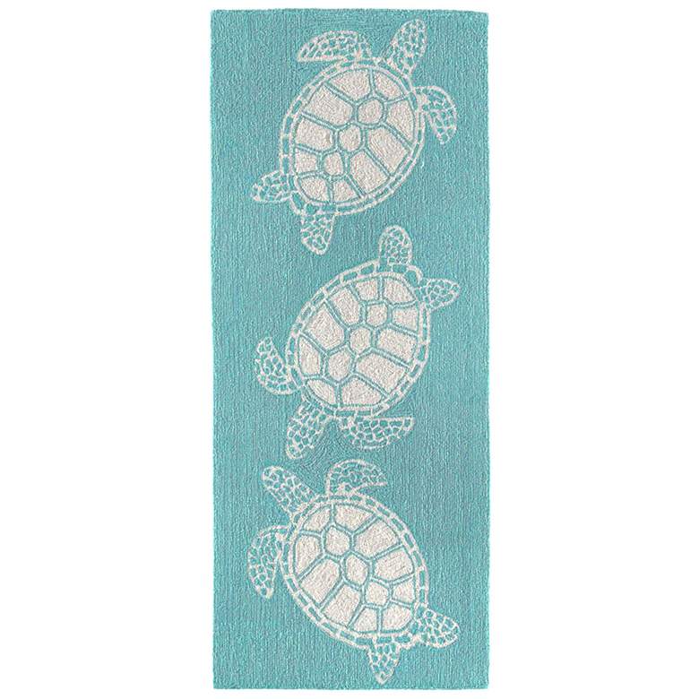 Image 2 Liora Manne Capri Turtle Indoor/Outdoor Area Rug Aqua 2'x5'