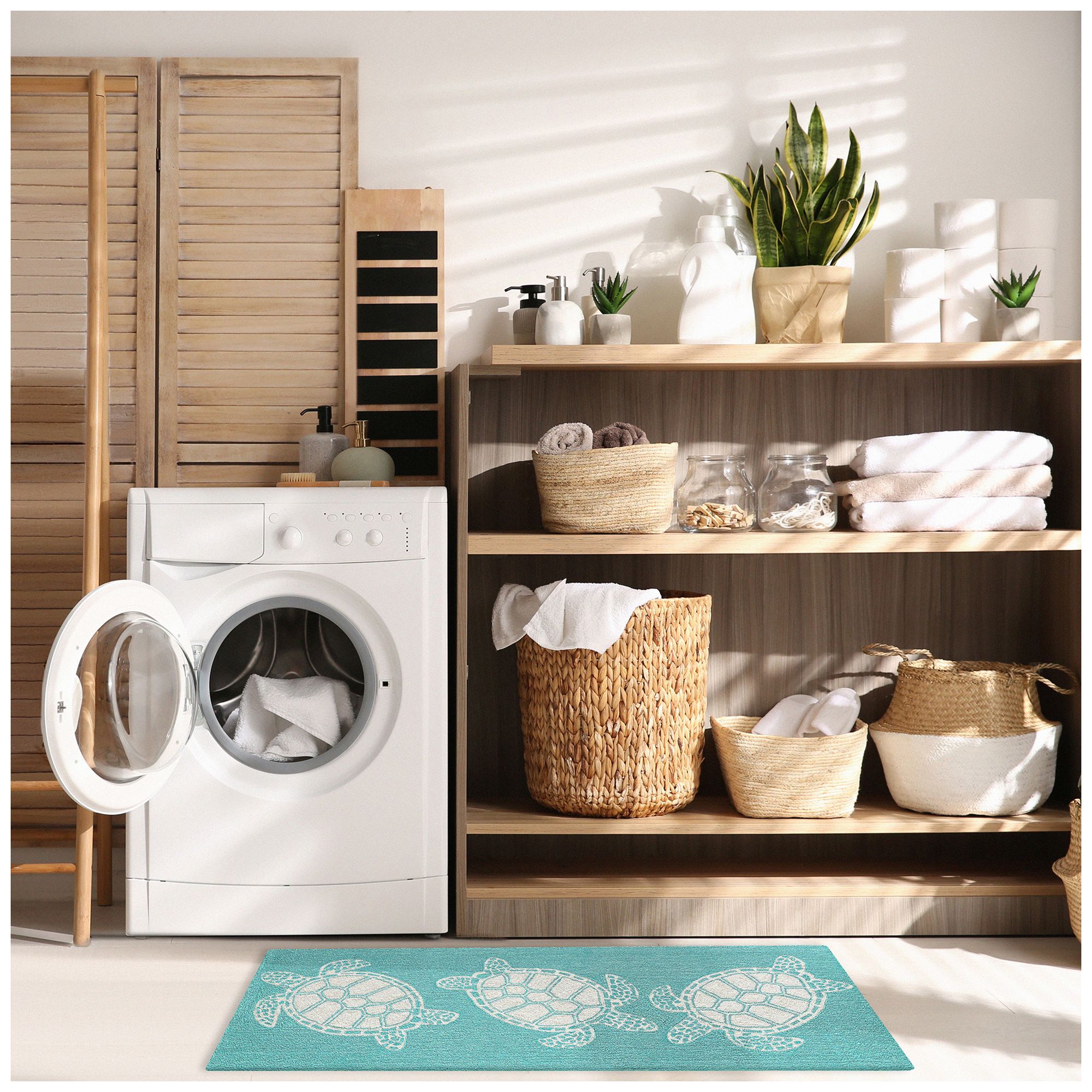 Liora Manne Capri Turtle Indoor/Outdoor Area Rug Aqua 2'x5'