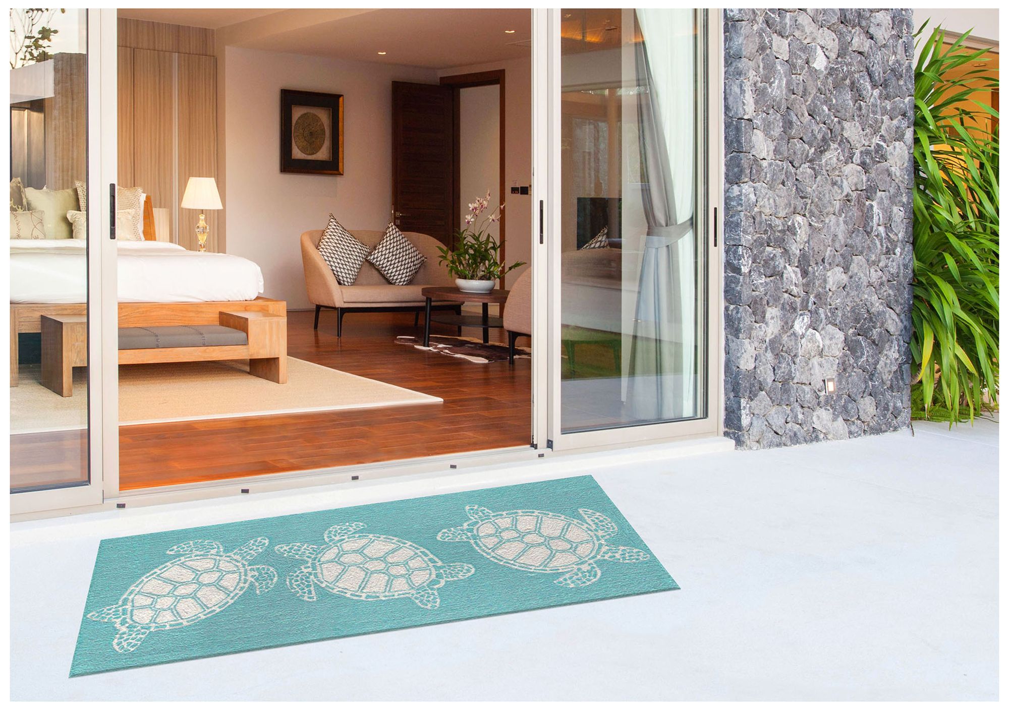 Liora Manne Capri Turtle Indoor/Outdoor Area Rug Aqua 2'x5'