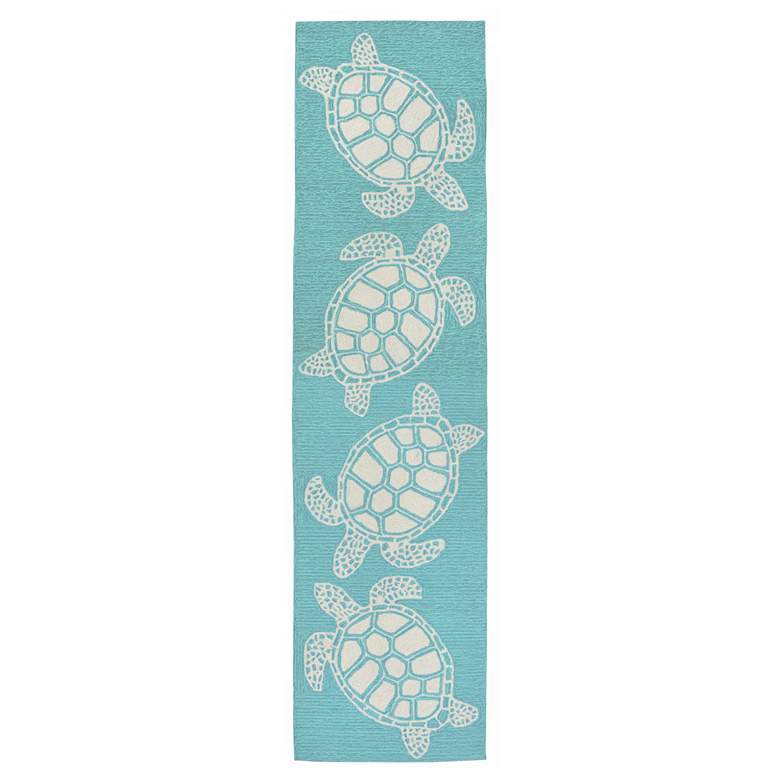 Image 1 Liora Manne Capri Turtle Indoor/Outdoor Area Rug Aqua 2'x8'