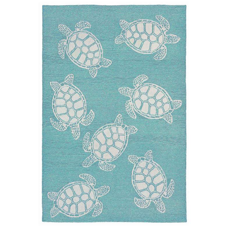 Image 1 Liora Manne Capri Turtle Indoor/Outdoor Area Rug Aqua 3'6"x5'6"