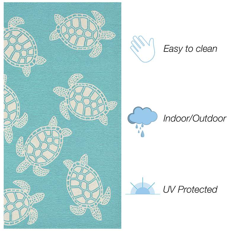 Image 4 Liora Manne Capri Turtle Indoor/Outdoor Area Rug Aqua 3'6"x5'6" more views
