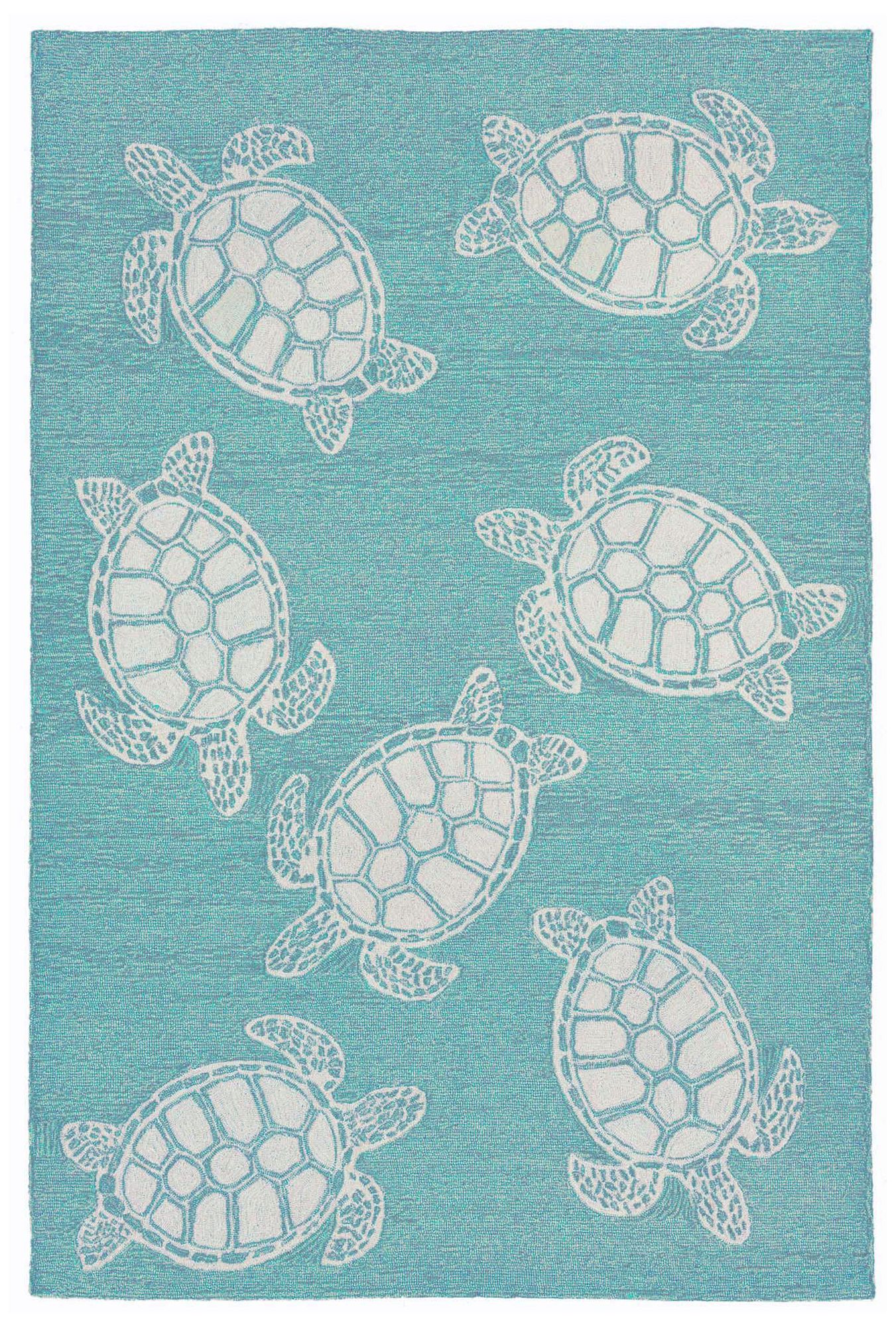 Image 2 Liora Manne Capri Turtle Indoor/Outdoor Area Rug Aqua 7'6"x9'6