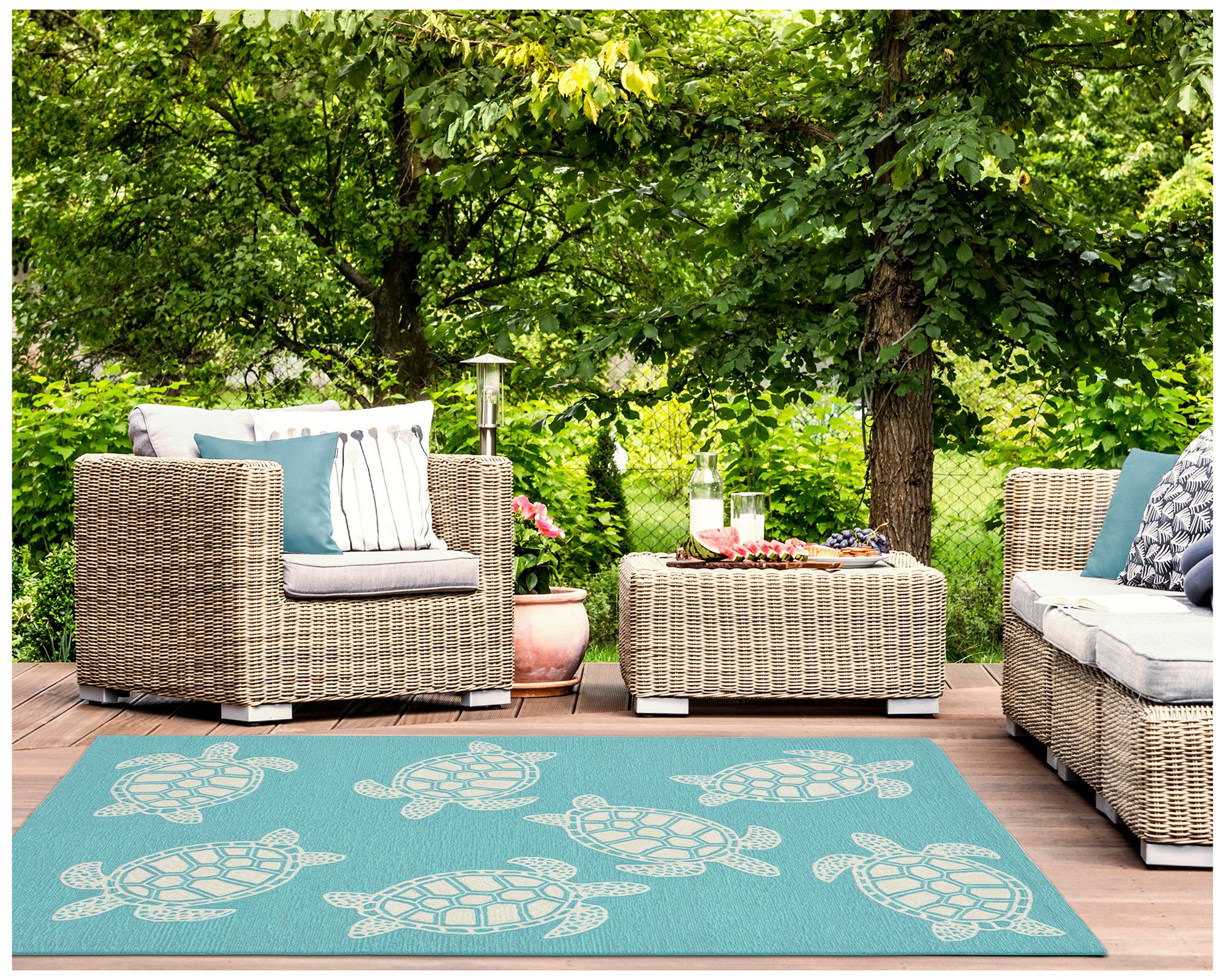 Image 3 Liora Manne Capri Turtle Indoor/Outdoor Area Rug Aqua 7'6"x9'6 more views