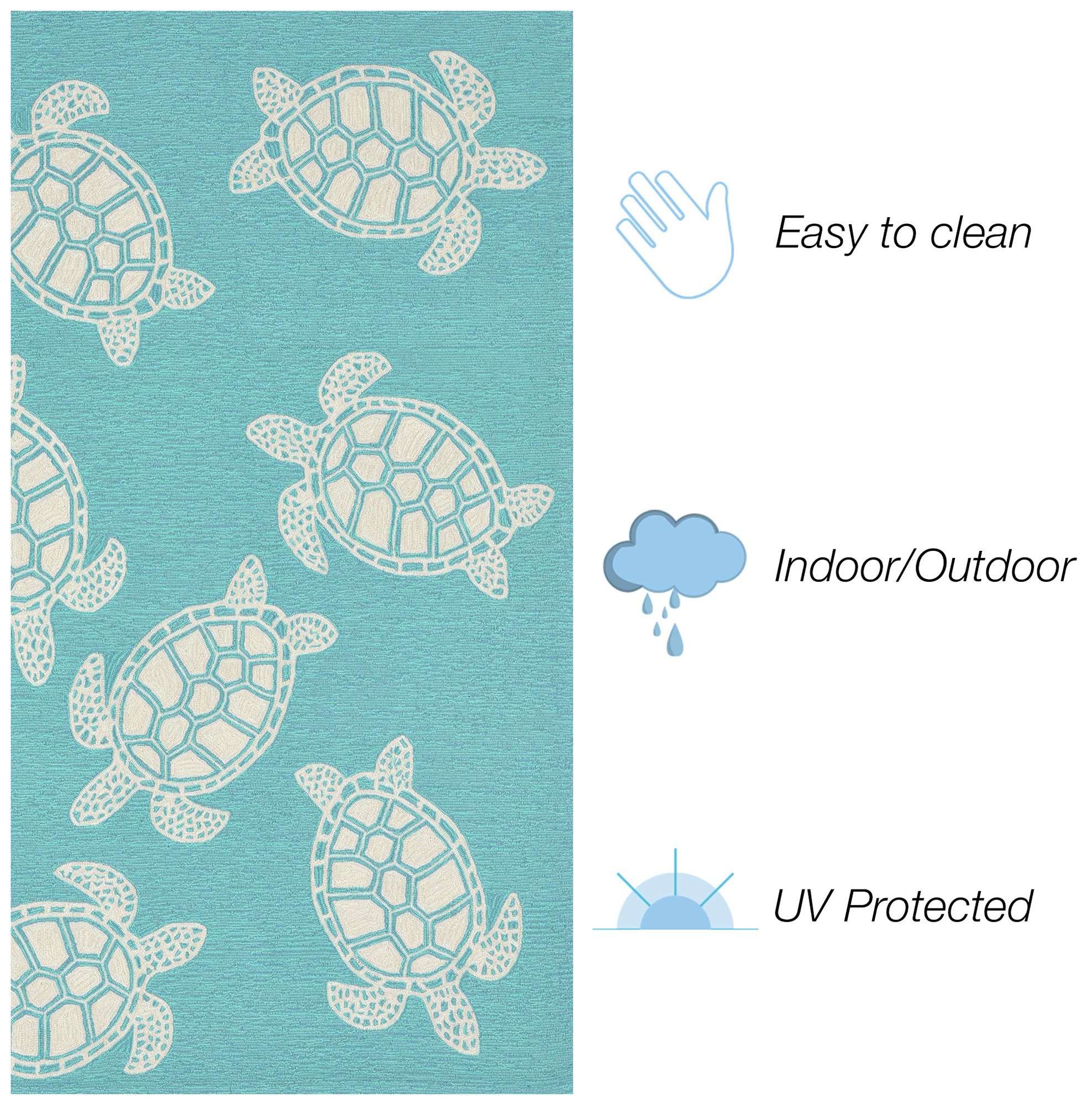 Image 4 Liora Manne Capri Turtle Indoor/Outdoor Area Rug Aqua 7'6"x9'6 more views