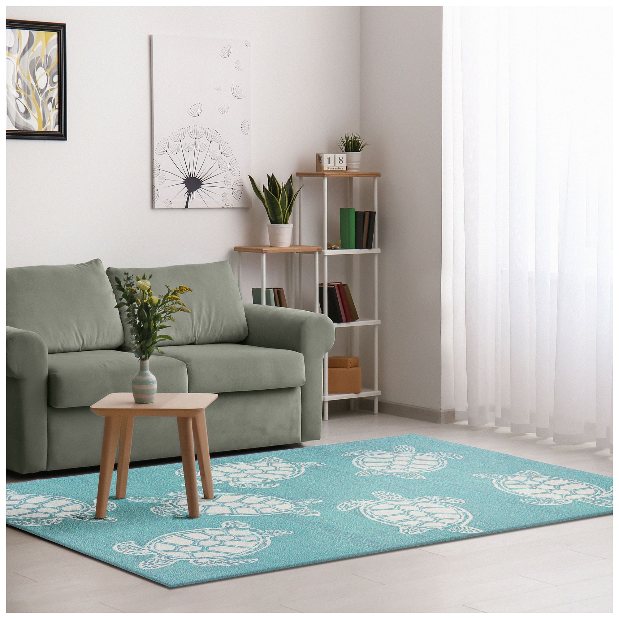 Liora Manne Capri Turtle Indoor/Outdoor Area Rug Aqua 7'6"x9'6