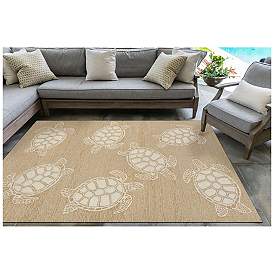 Image1 of Liora Manne Capri Turtle Indoor/Outdoor Area Rug Neutral 5'x7'6"