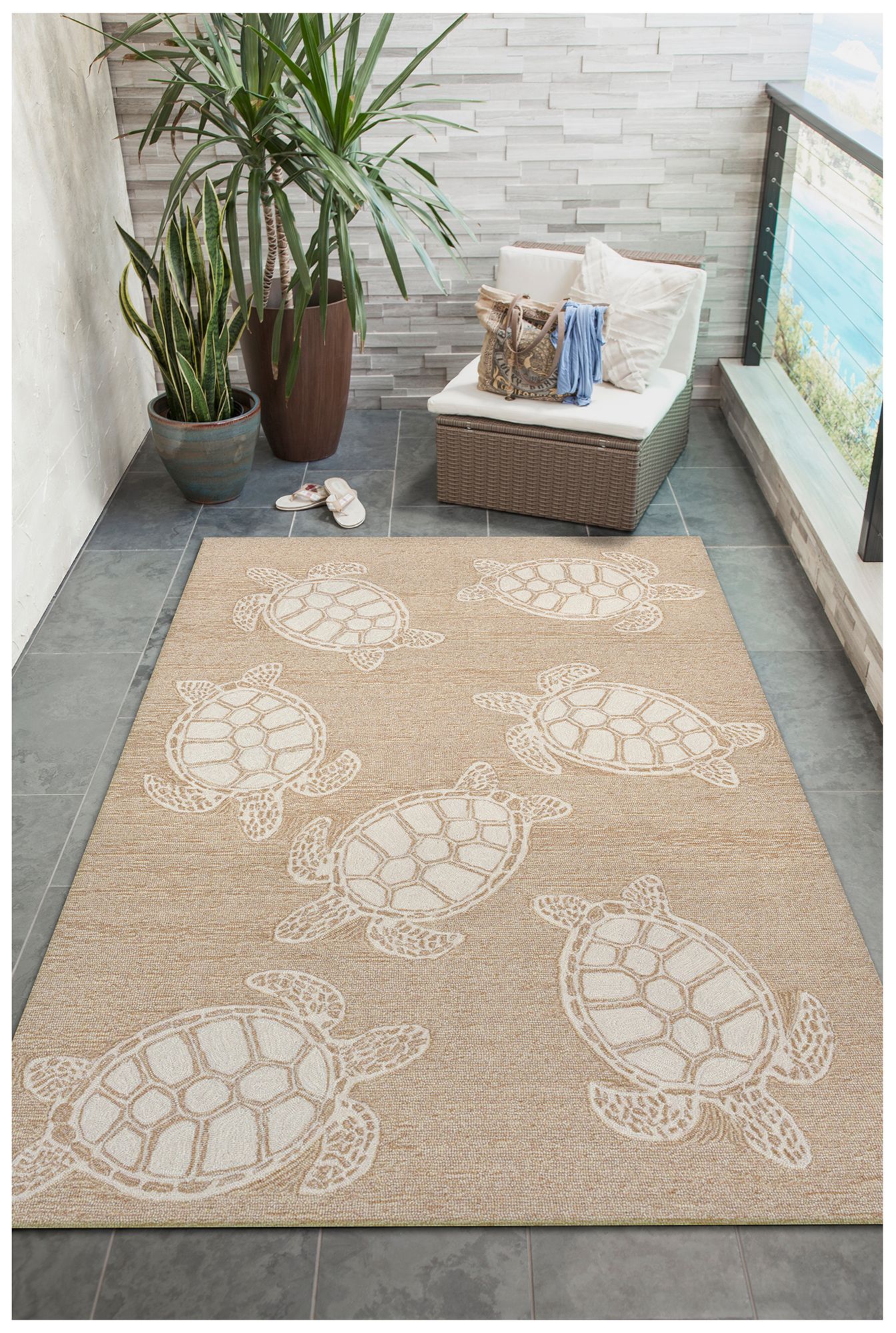 Image 3 Liora Manne Capri Turtle Indoor/Outdoor Area Rug Neutral 7'6"x9 more views