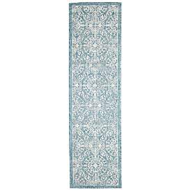 Image1 of Liora Manne Carmel Antique Tile Indoor/Outdoor Rug Aqua 1'11" x 4&