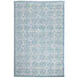 Image1 of Liora Manne Carmel Antique Tile Indoor/Outdoor Rug Aqua 3'9" x 5&#