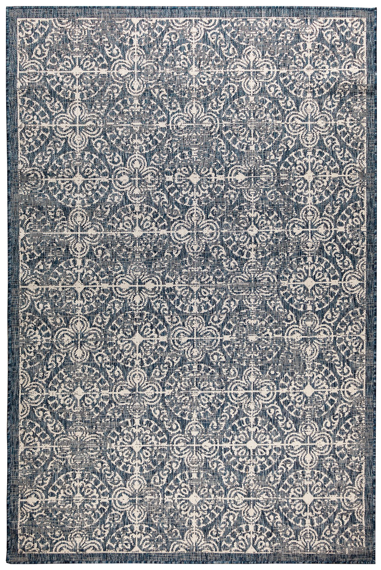 Liora Manne Carmel Antique Tile Indoor/Outdoor Rug Navy 3'9" x 5&#