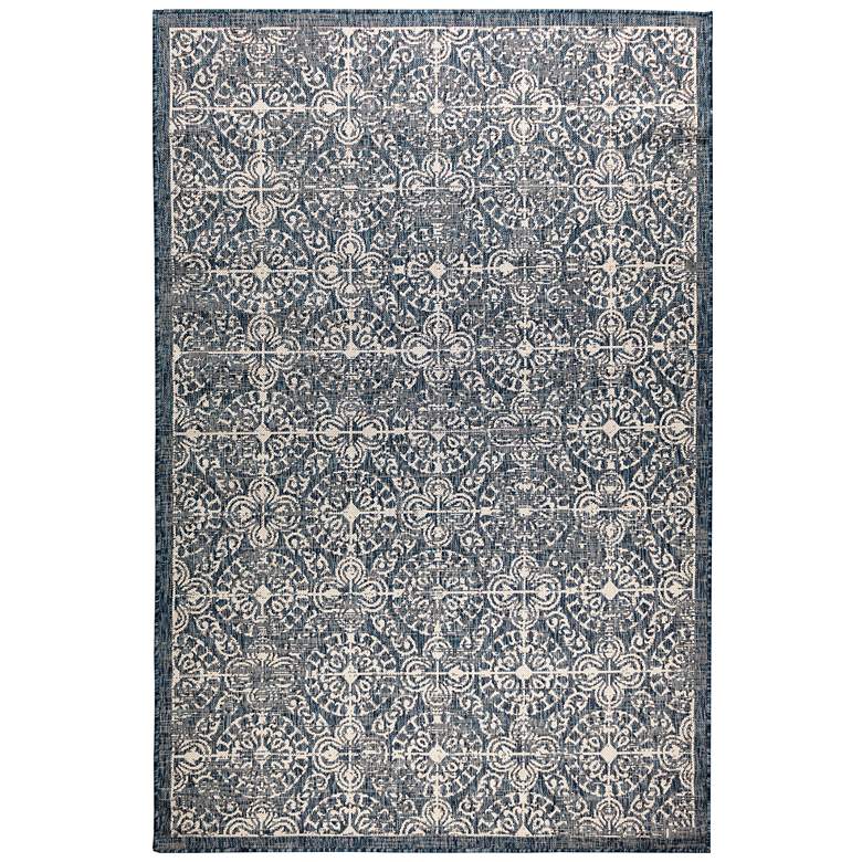 Image 1 Liora Manne Carmel Antique Tile Indoor/Outdoor Rug Navy 4&#39;10 inch x 7&