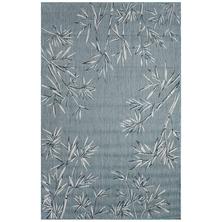Image 1 Liora Manne Carmel Bamboo Border Indoor/Outdoor Rug Aqua 4'10" x 7