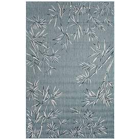 Image1 of Liora Manne Carmel Bamboo Border Indoor/Outdoor Rug Aqua 7'10" Rou