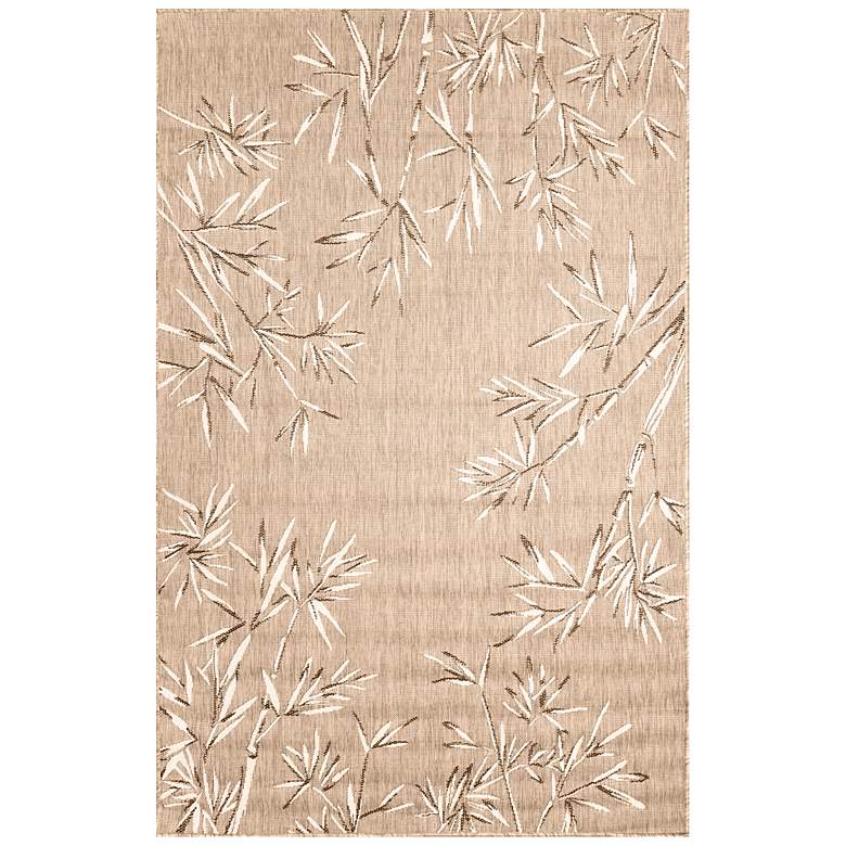 Image 1 Liora Manne Carmel Bamboo Border Indoor/Outdoor Rug Sand 4&#39;10 inch x 7