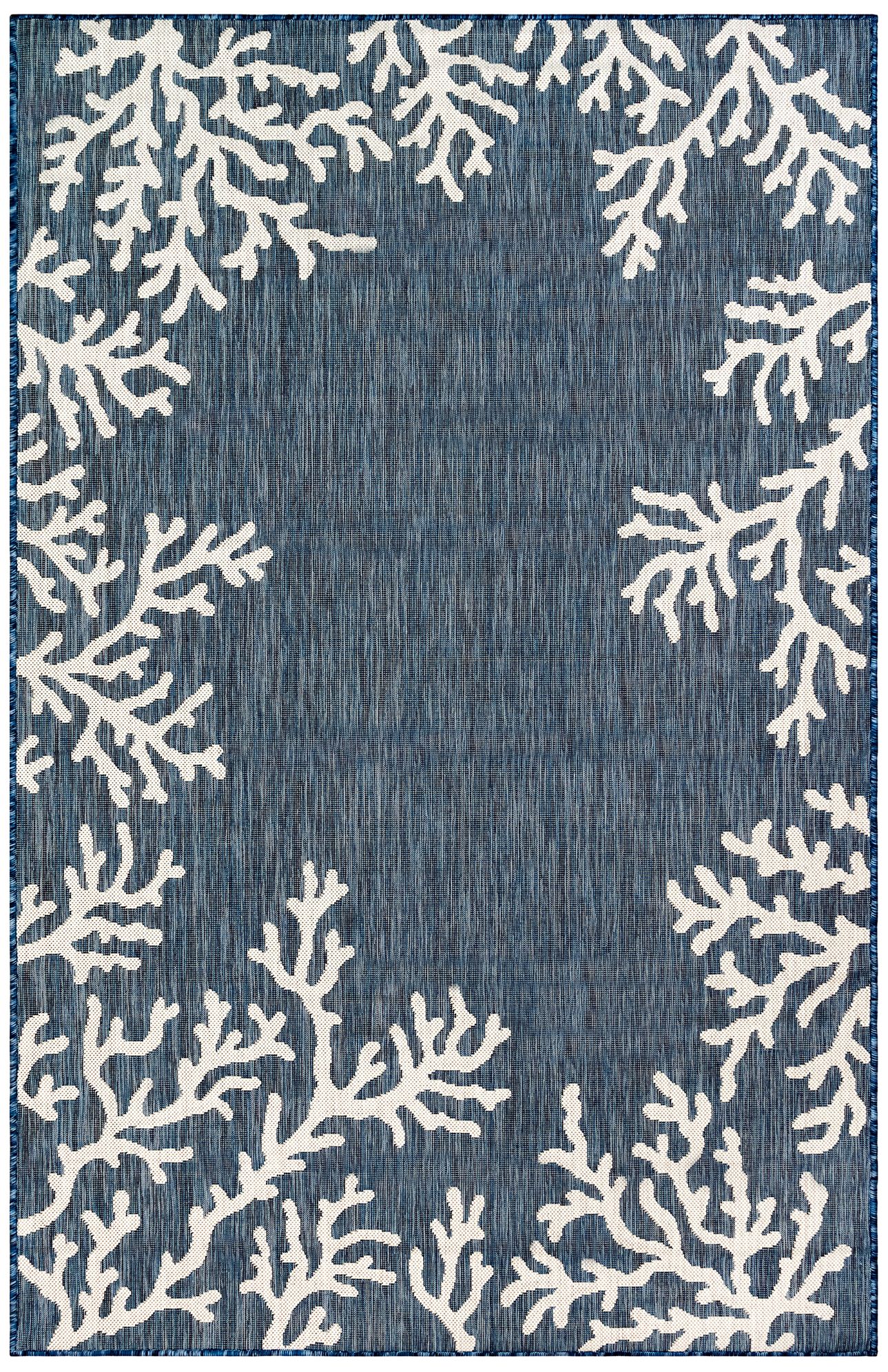Liora Manne Carmel Coral Border Indoor/Outdoor Rug Navy 4'10" x 7&