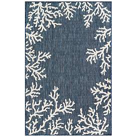 Image1 of Liora Manne Carmel Coral Border Indoor/Outdoor Rug Navy 6'6" x 9&#