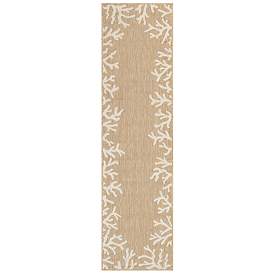 Image1 of Liora Manne Carmel Coral Border Indoor/Outdoor Rug Sand 1'11" x 7&