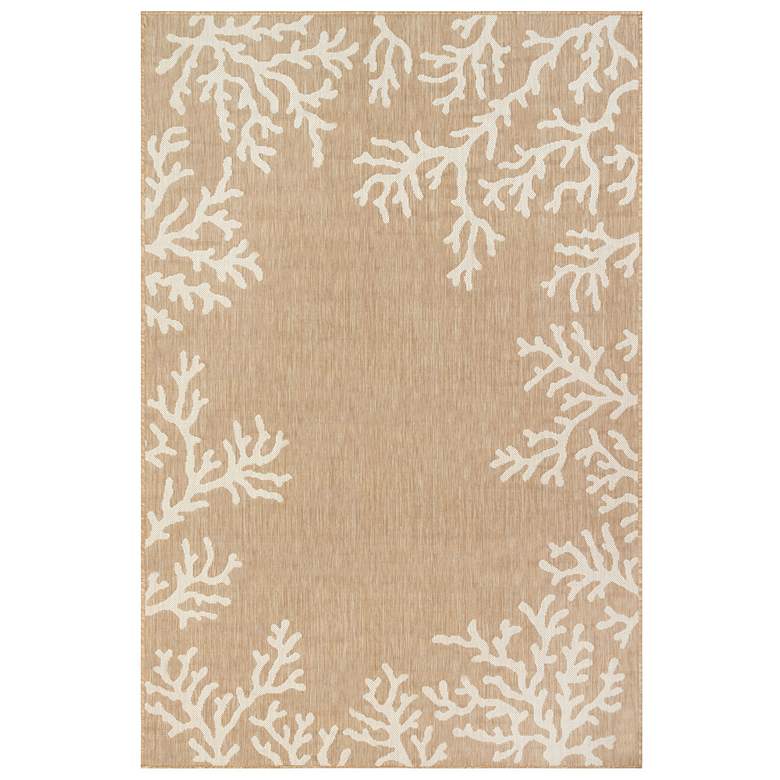 Image 1 Liora Manne Carmel Coral Border Indoor/Outdoor Rug Sand 4'10" x 7&