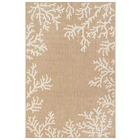 Image1 of Liora Manne Carmel Coral Border Indoor/Outdoor Rug Sand 7'10" x 9&