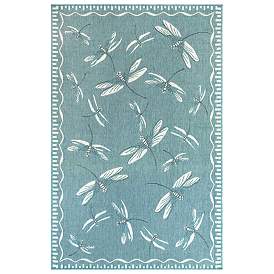 Image1 of Liora Manne Carmel Dragonfly Indoor/Outdoor Rug Aqua 7'10" x 9'