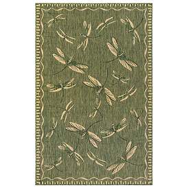 Image1 of Liora Manne Carmel Dragonfly Indoor/Outdoor Rug Green 7'10" x 9