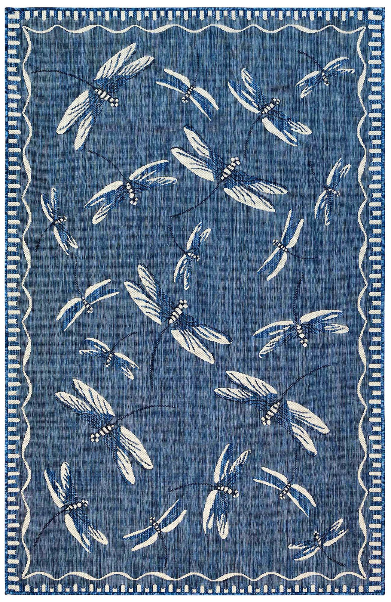 Liora Manne Carmel Dragonfly Indoor/Outdoor Rug Navy 3'3" x 4'