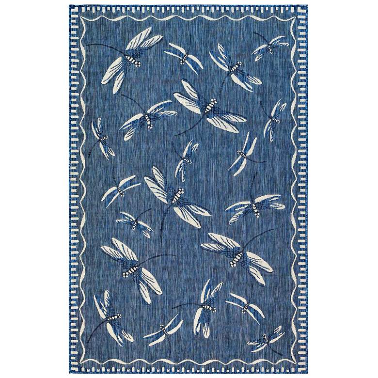 Image 1 Liora Manne Carmel Dragonfly Indoor/Outdoor Rug Navy 4'10" x 7'