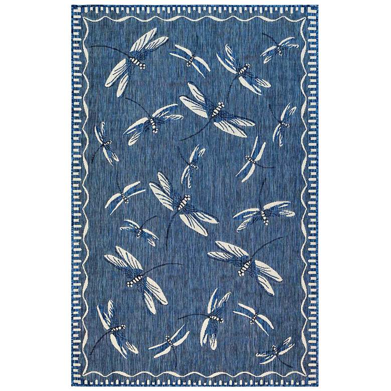 Image 1 Liora Manne Carmel Dragonfly Indoor/Outdoor Rug Navy 4&#39;10 inch x 7&#39