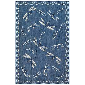 Image1 of Liora Manne Carmel Dragonfly Indoor/Outdoor Rug Navy 6'6" x 9'