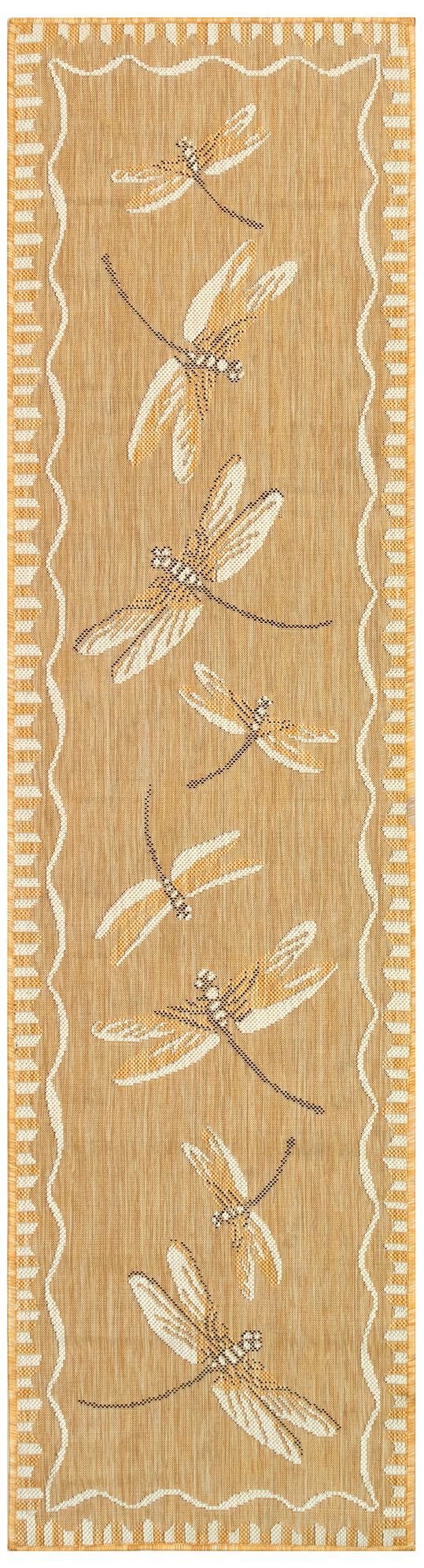 Liora Manne Carmel Dragonfly Indoor/Outdoor Rug Sand 1'11" x 7'