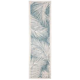 Image1 of Liora Manne Carmel Fronds Indoor/Outdoor Rug Aqua 1'11" x 4'11