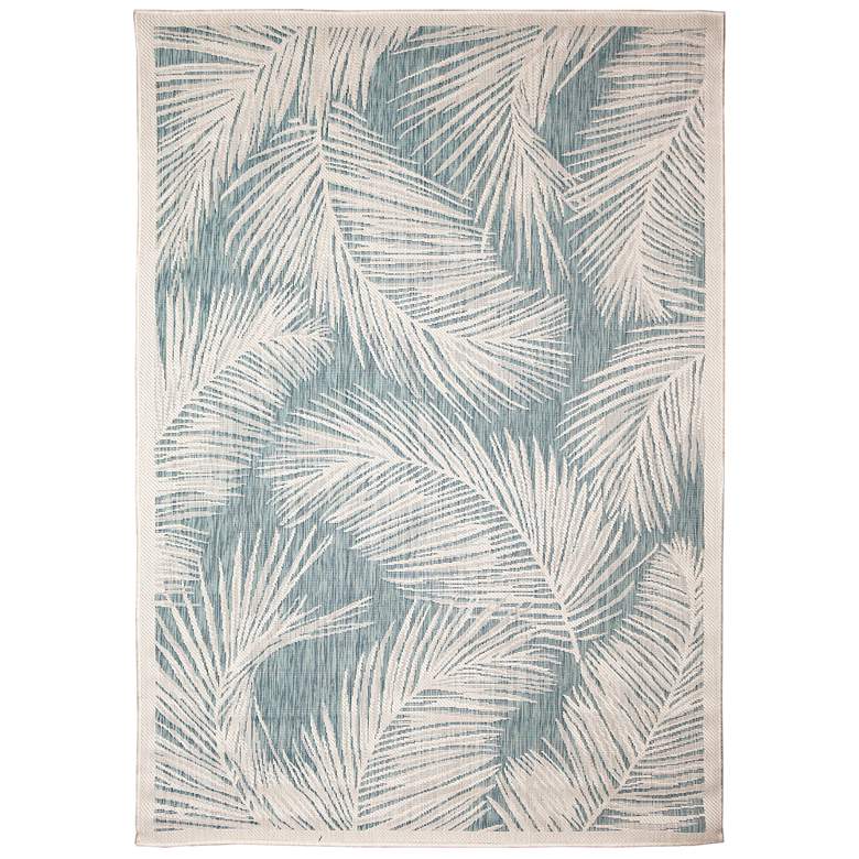 Image 1 Liora Manne Carmel Fronds Indoor/Outdoor Rug Aqua 4'10" x 7'6&