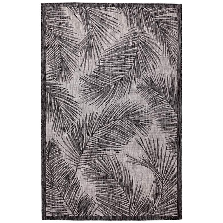 Image 1 Liora Manne Carmel Fronds Indoor/Outdoor Rug Black 4'10" x 7'6