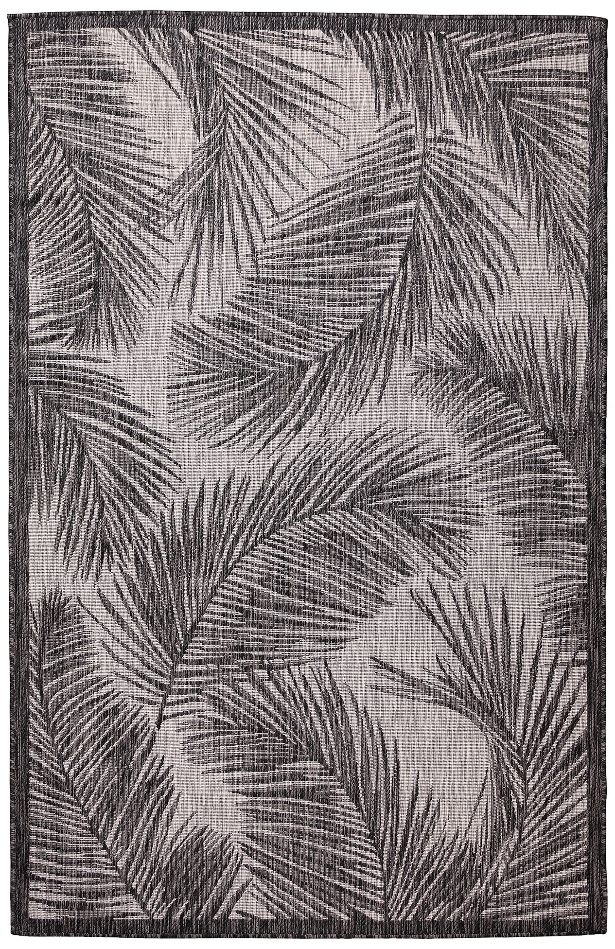 Liora Manne Carmel Fronds Indoor/Outdoor Rug Black 6'6" x 9'4&