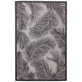 Image1 of Liora Manne Carmel Fronds Indoor/Outdoor Rug Black 7'10" x 9'1