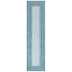 Image1 of Liora Manne Carmel Multi Border Indoor/Outdoor Rug Aqua 1'11" x 7&