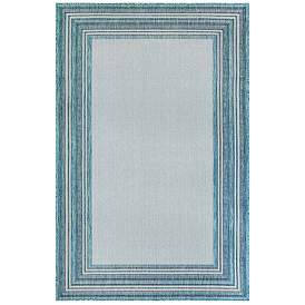 Image1 of Liora Manne Carmel Multi Border Indoor/Outdoor Rug Aqua 3'3" x 4&#