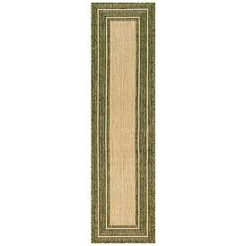 Image1 of Liora Manne Carmel Multi Border Indoor/Outdoor Rug Green 1'11" x 7