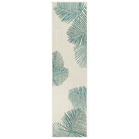 Image1 of Liora Manne Carmel Palm Indoor/Outdoor Rug Aqua 1'11" x 4'11&q