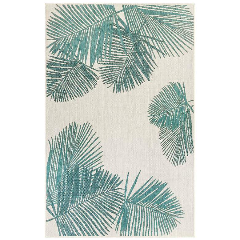Image 1 Liora Manne Carmel Palm Indoor/Outdoor Rug Aqua 4&#39;10 inch x 7&#39;6&qu
