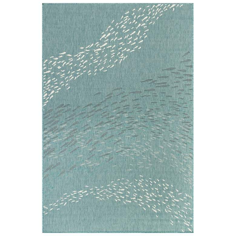 Image 1 Liora Manne Carmel School Of Fish Indoor/Outdoor Rug Aqua 4&#39;10 inch x 